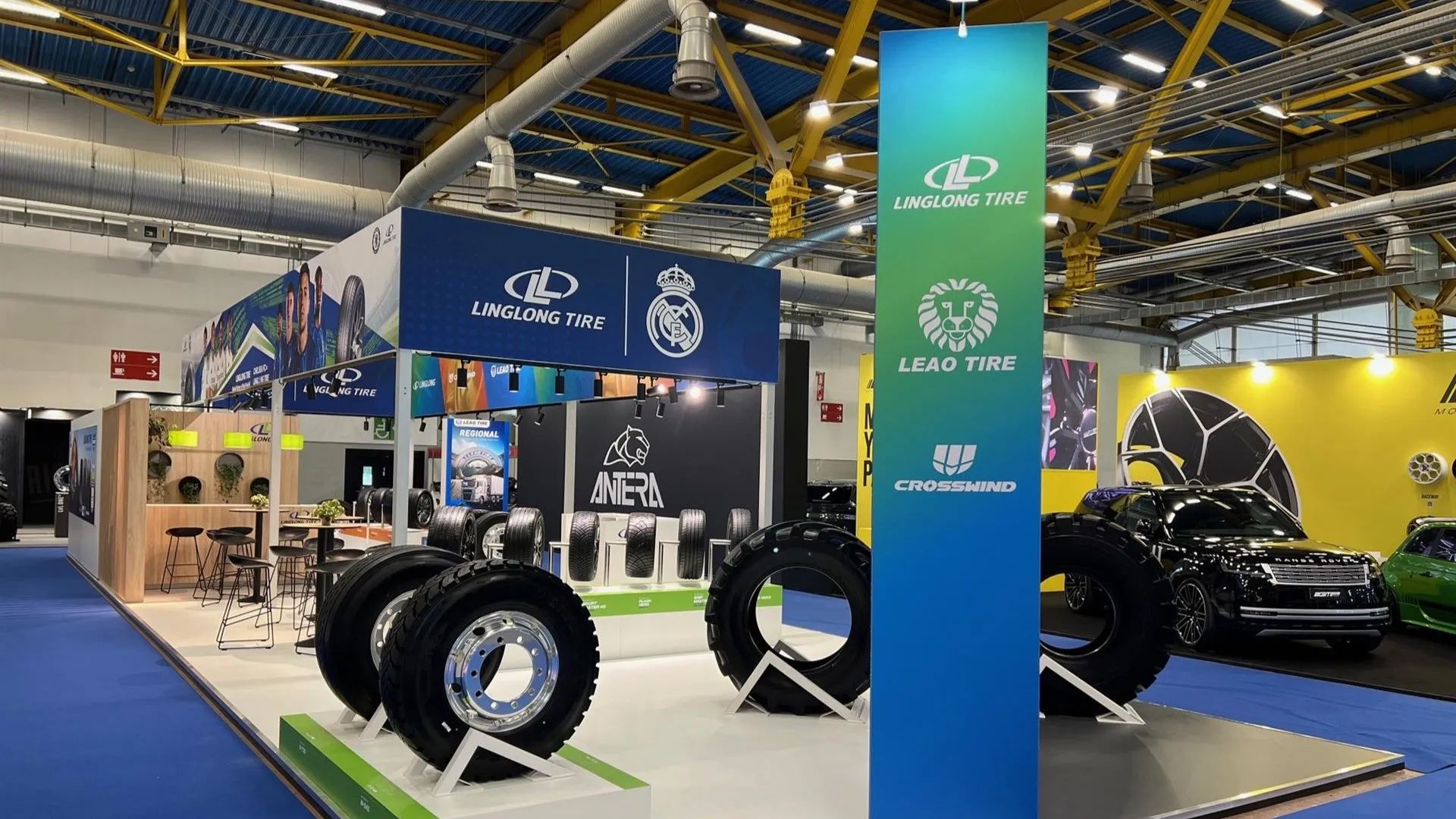 Linglong Tire booth at Autopromotec 2025 featuring EV and commercial tire innovations.
