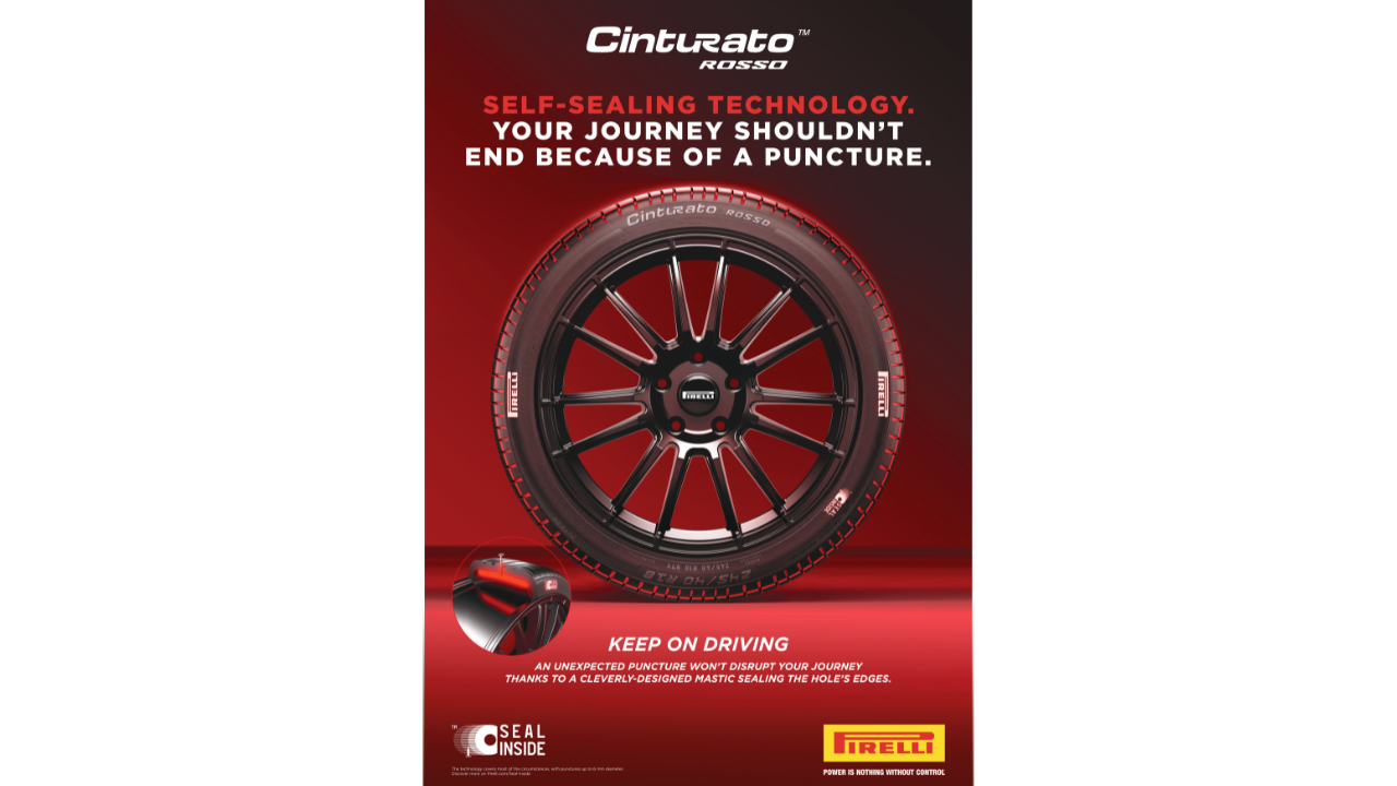 Pirelli Cinturato Rosso with Seal Inside promotional poster. Image Credit: Pirelli