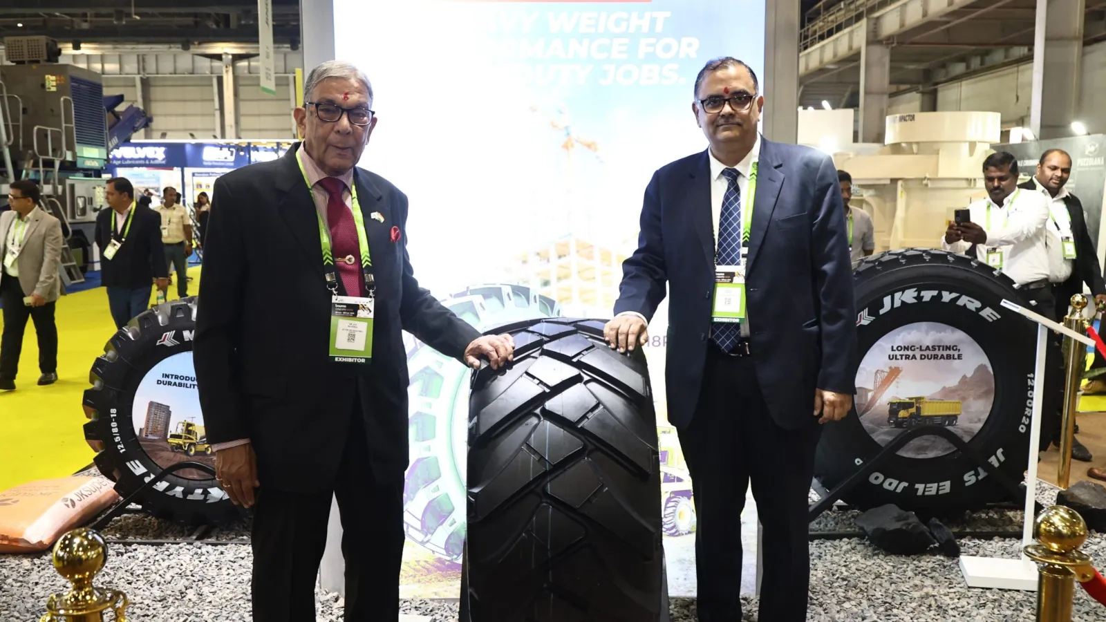 Representatives from JK Tyre & Industries Ltd presenting the new OTR tyre solutions at the Bauma Conexpo India 2026. (Photo: JK Tyre)
